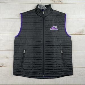 Colorado Rockies King Soopers Puffer Vest Mens L XL Black Light Full Zip